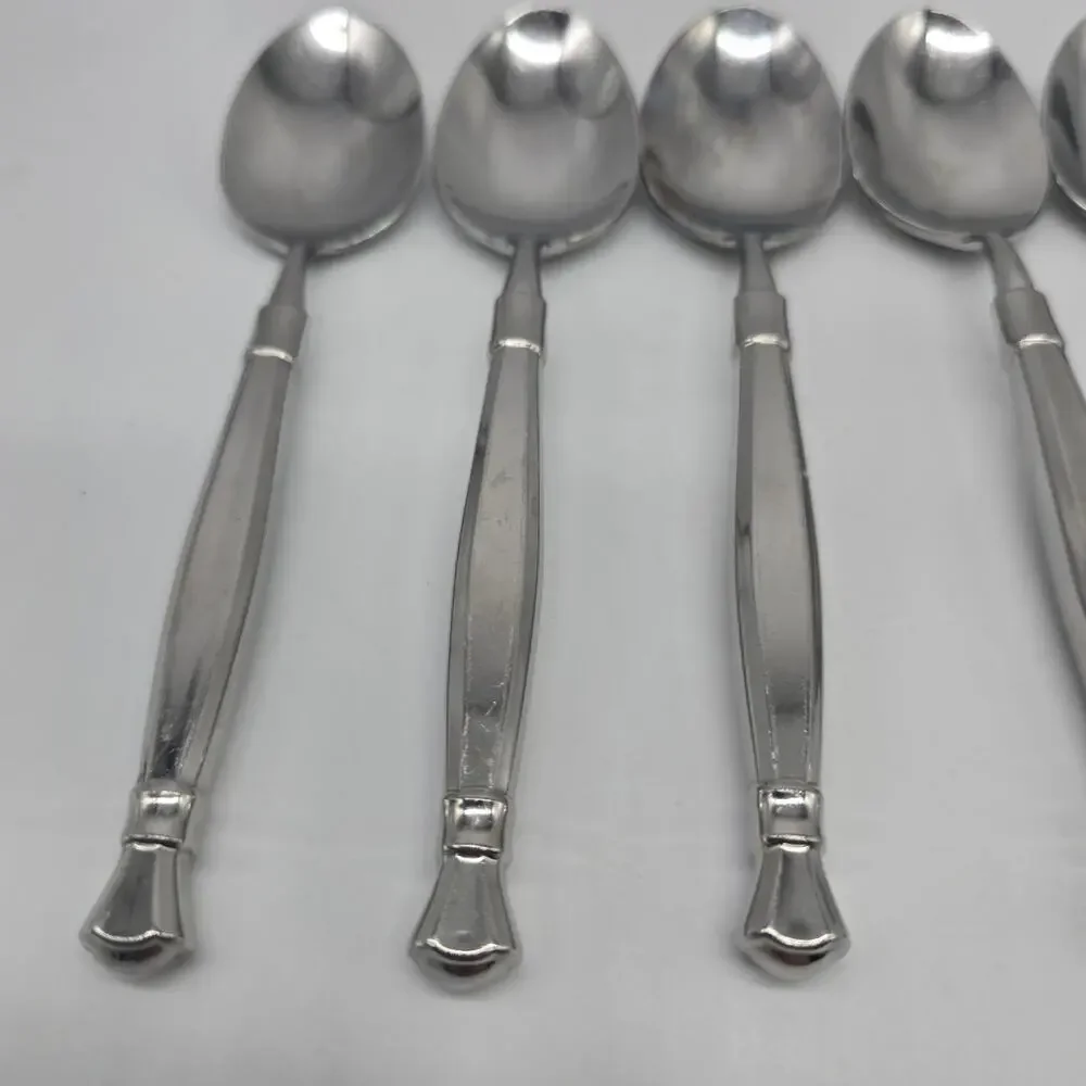 Oneida Act 1 Glossy Stainless Heirloom Cube Flatware 7 Soup Spoons Tablespoons